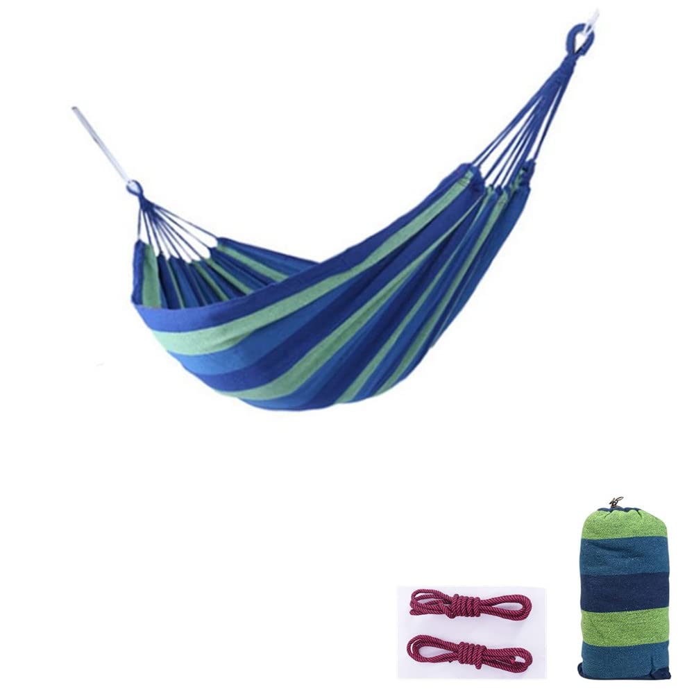 Outdoor Woven Cotton Hammock, 2 Person Camping Hammock Portable Lightweight with Carrying Bag, Ideal for Patio, Balcony, Patio Garden, Camping (L(250 * 100cm), Red)