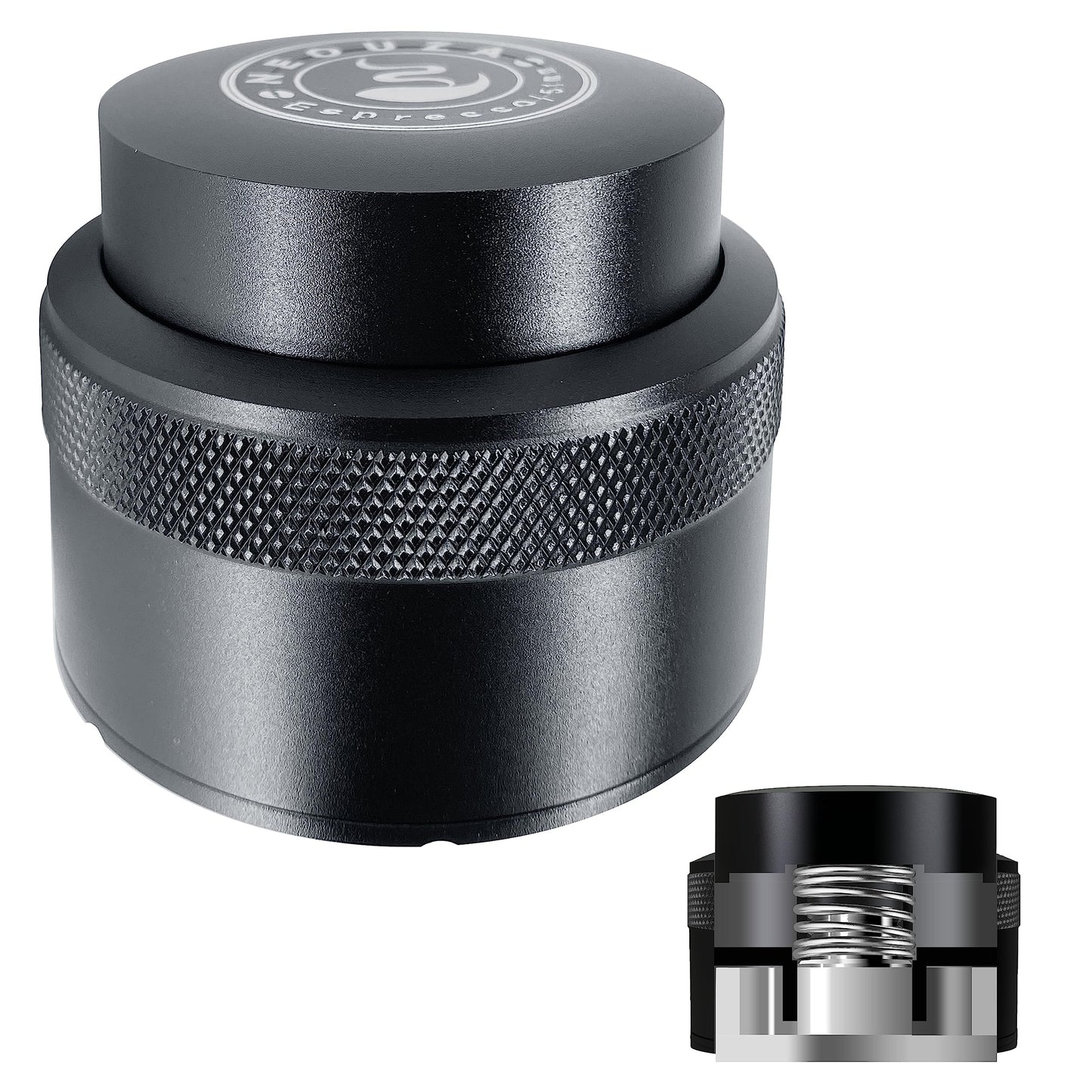 53mm Coffee Tamper Spring-Loaded Stainless Steel Flat Base Barista Leveler – Silver