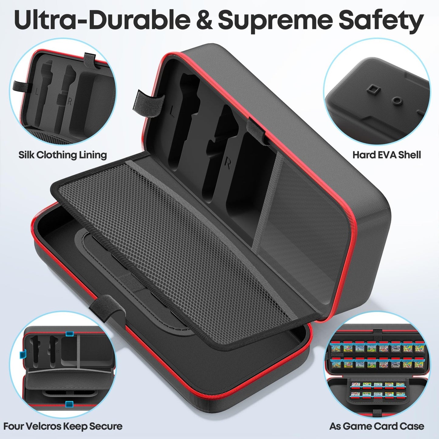 Switch 2 Carry Case Protective Travel Case with 26 Game Card Slots Fit Joy-Con