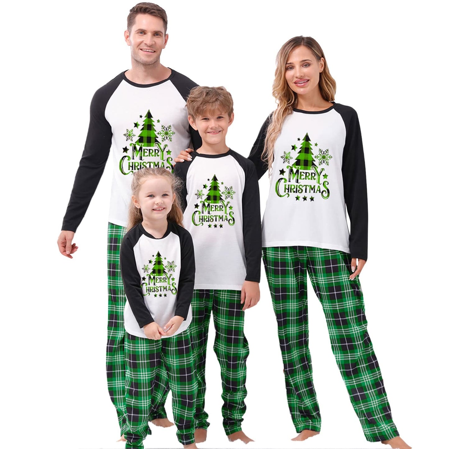 Family Matching Christmas Pajamas Pet (Dog M) Green Christmas Tree
