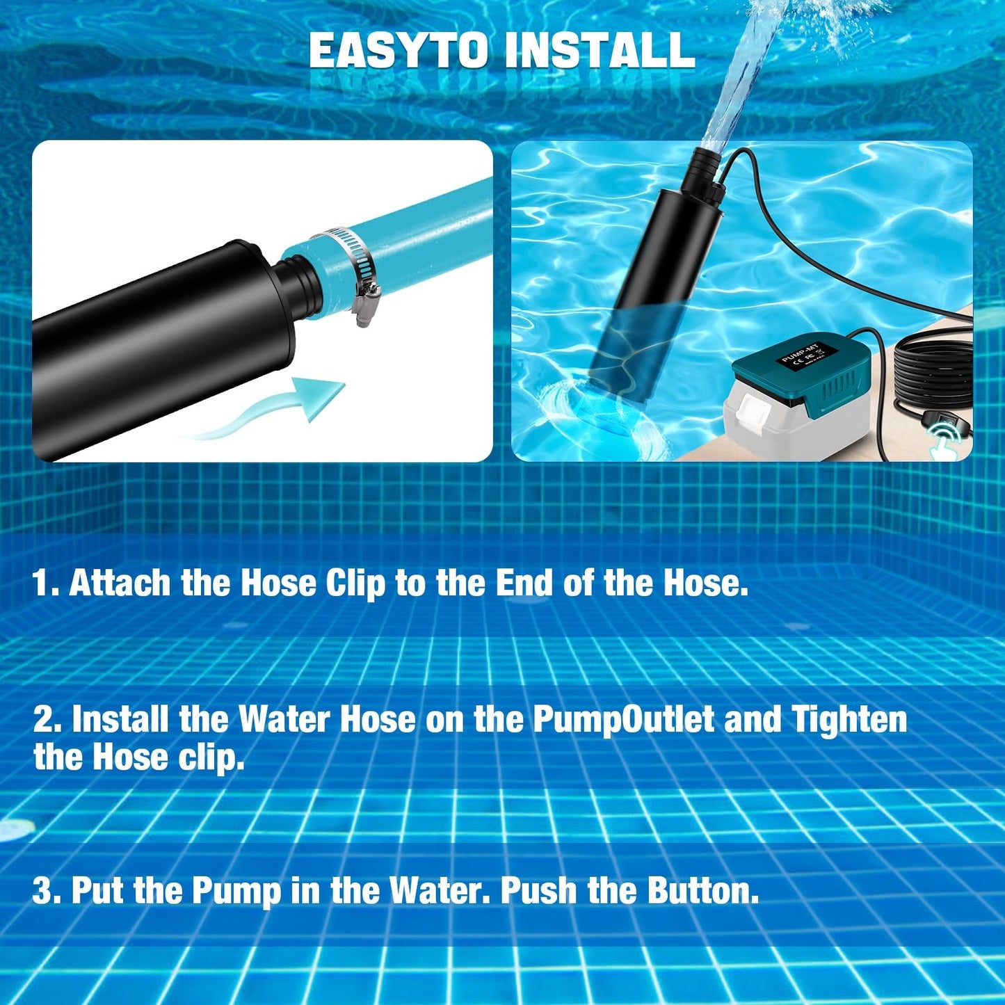 Makita 18V Submersible Water Pump 500GPH for Pool, Garden, Camping no Battery