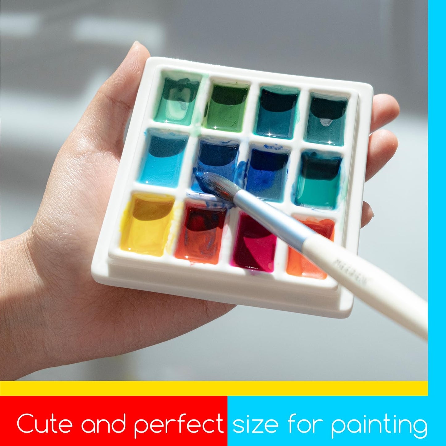 MEEDEN 3 Pack of Ceramic Palette with Covers, Painting Palette