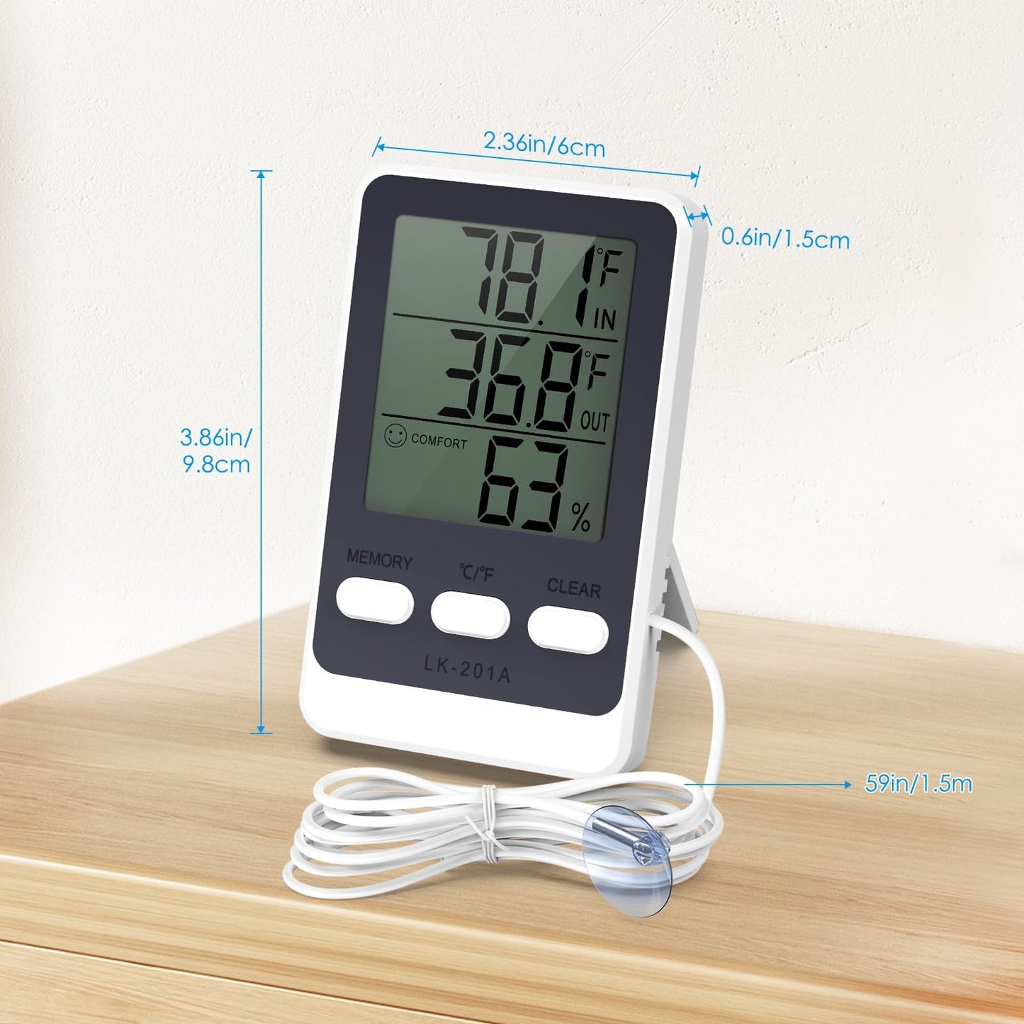Brifit Digital Refrigerator Thermometer Waterproof Probe - MIN/MAX Recording