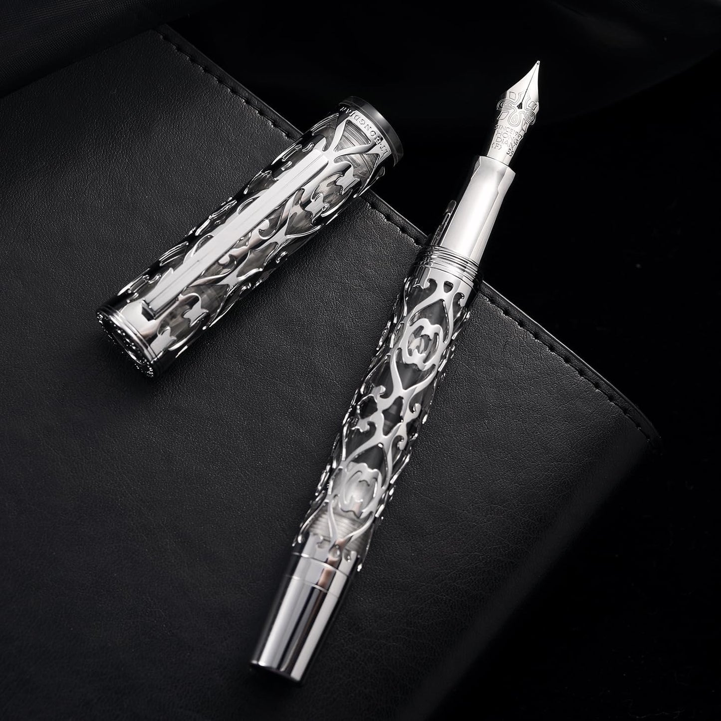 Hongdian D1 Piston Fountain Pen Extra Fine Nib, Hollow Skeleton & Resin Pen