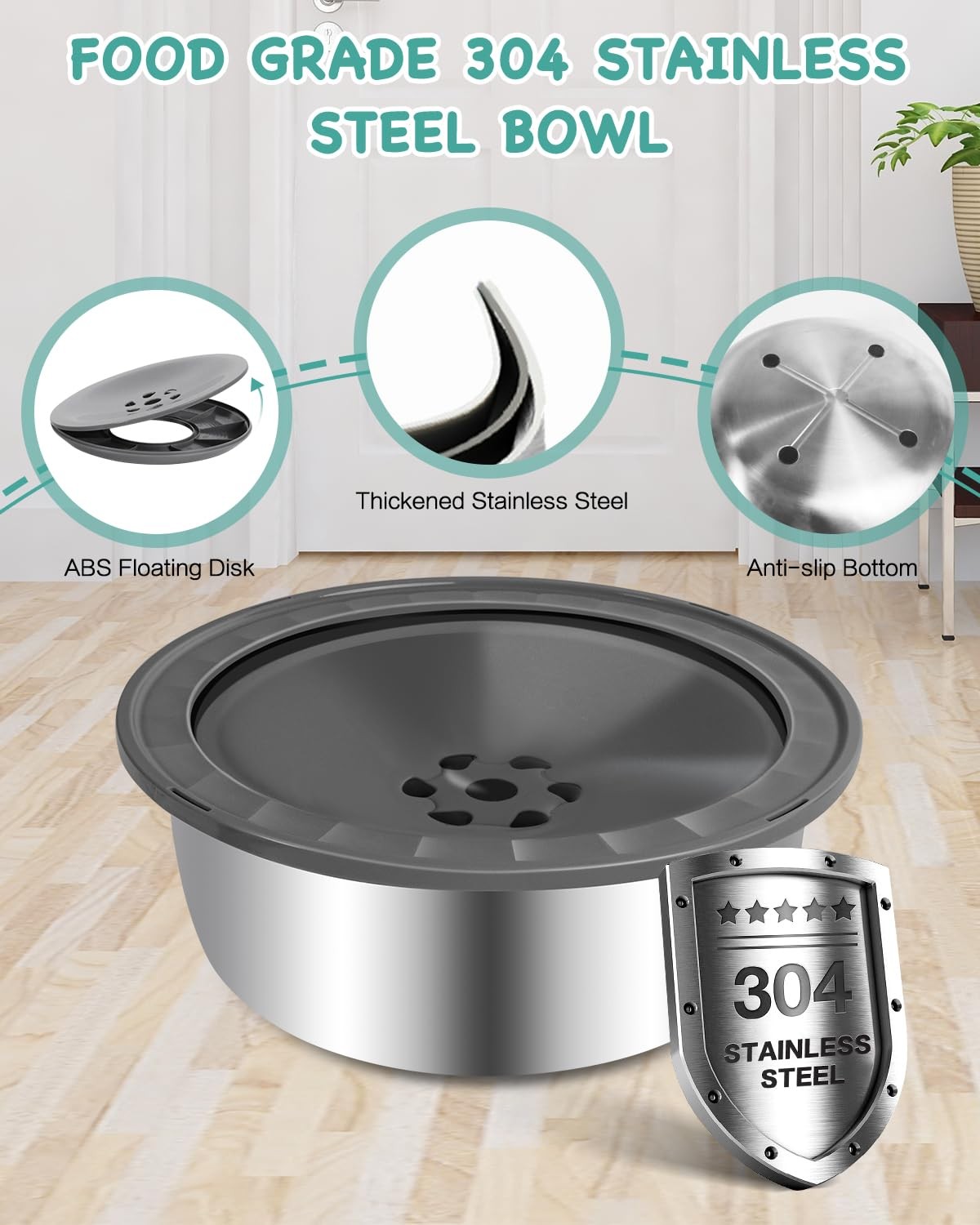 No Spill Dog Water Bowl, 3.5L Large Slow Drinking Pet Water