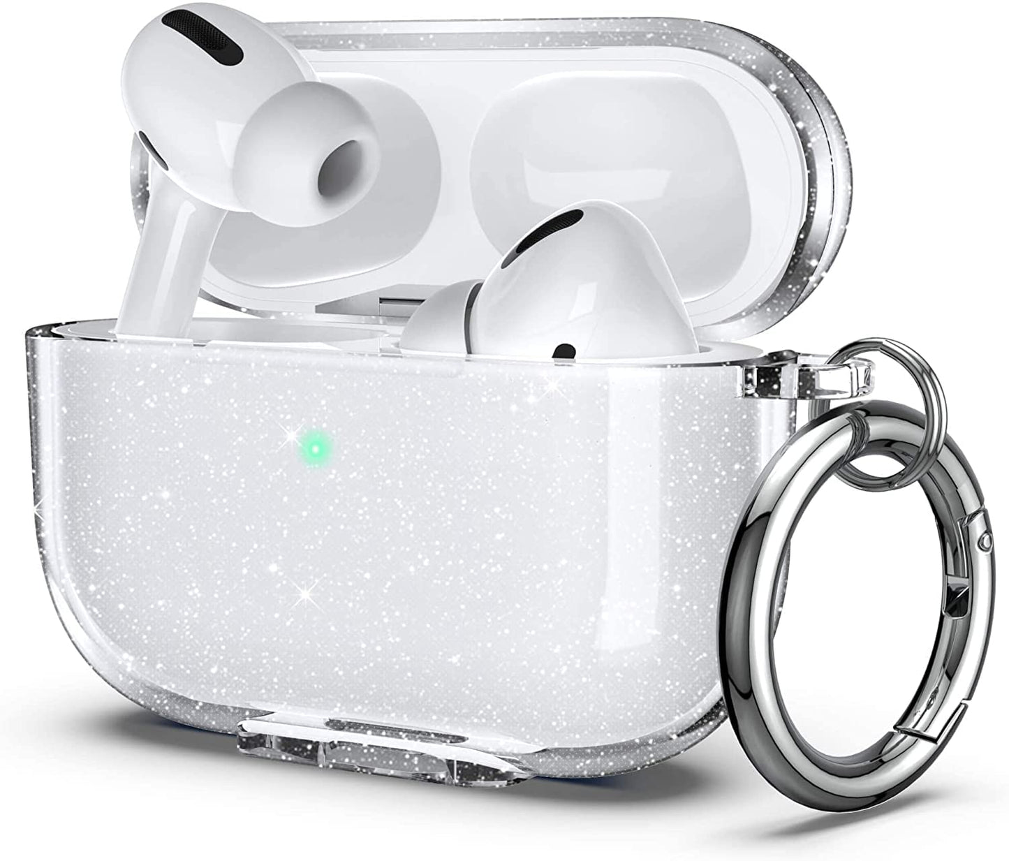AirPods Pro Protective TPU Case Soft Transparent Shockproof Cover with Keychain – Glitter
