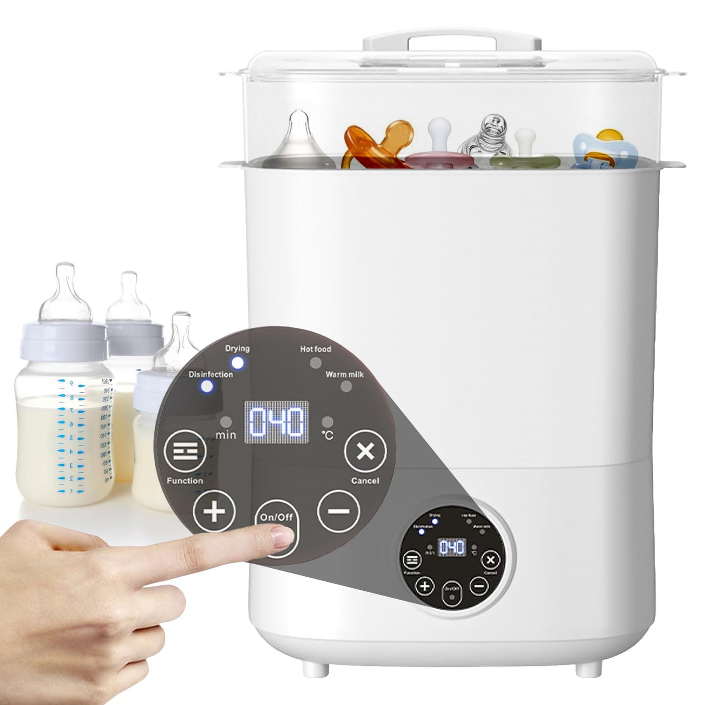 Baby Bottle Sterilizer & Dryer 4-in-1 Electric Steam – Holds 6-8 Bottles