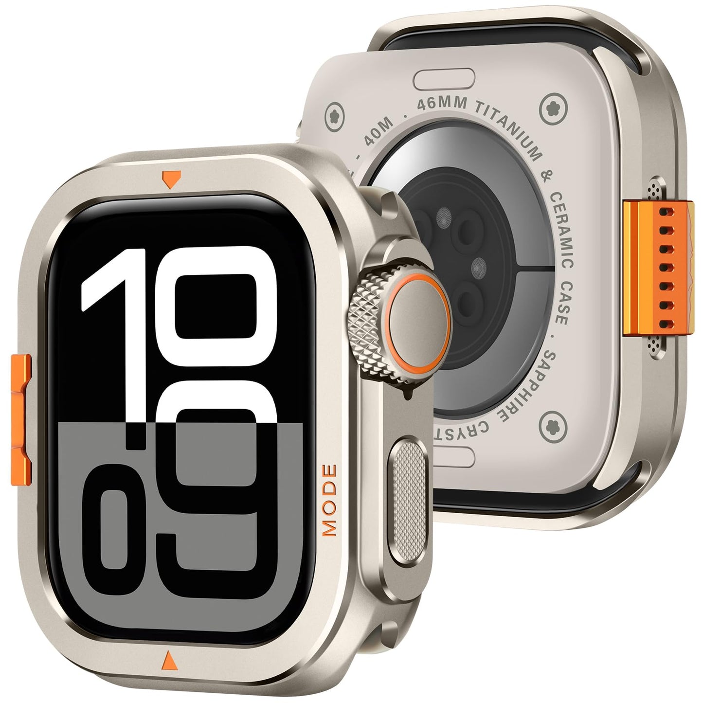 Amizee Metal Case Compatible with Apple Watch Series 10 46mm with Back Cover, Rugged Protective Bumper Cover for iWatch 46mm, Titanium