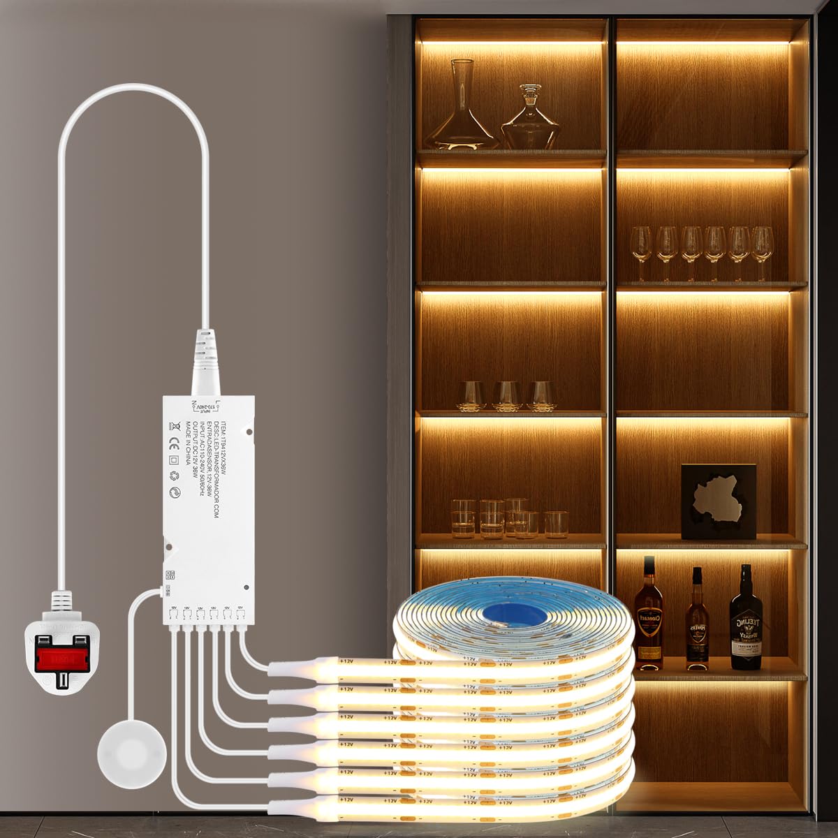 COB LED Cabinet Strip Light Dimmable Touch 6-in-1 – Warm 3.3ft