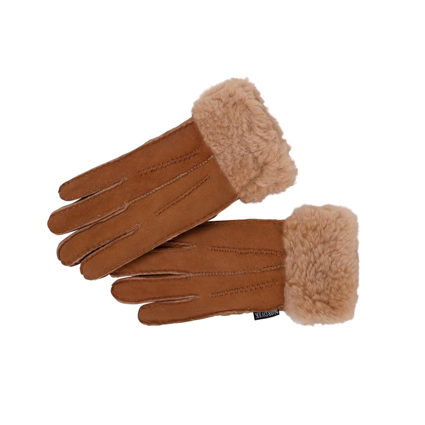 Sheepskin Gloves Fold-Back Cuff Suede – Tan S/M