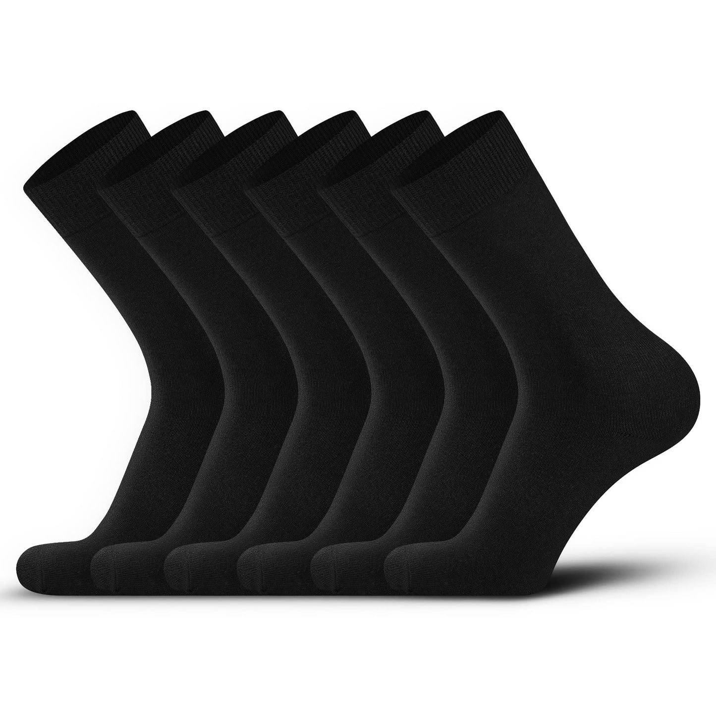 DarkCom Men's Smart Dress Socks, Black, 6-Pairs, Soft Breathable Man's Gift, (12-14 UK)