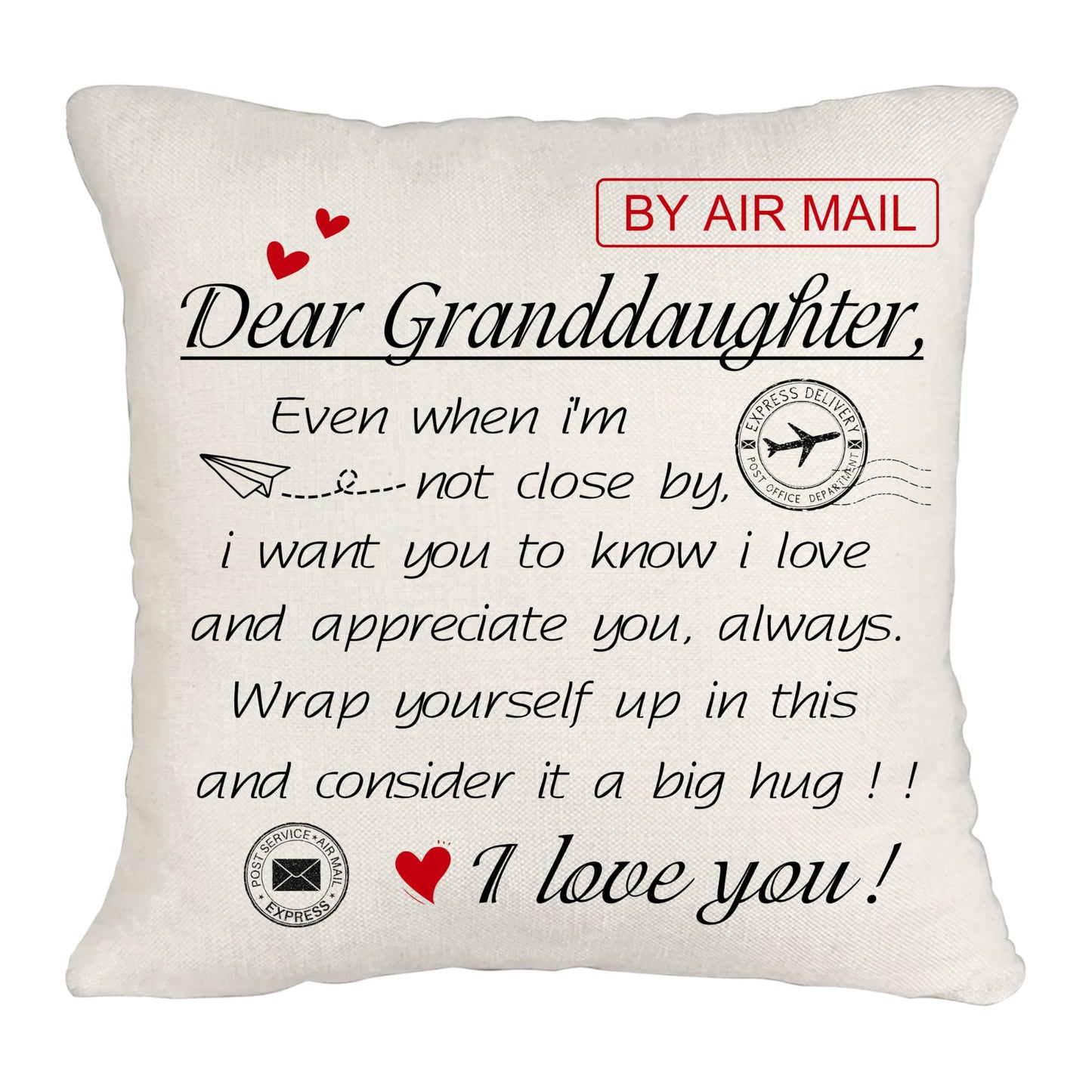 Dear Granddaughter Cushion Cover Set 3 Inspirational Throw Pillow Cases – 45x45cm