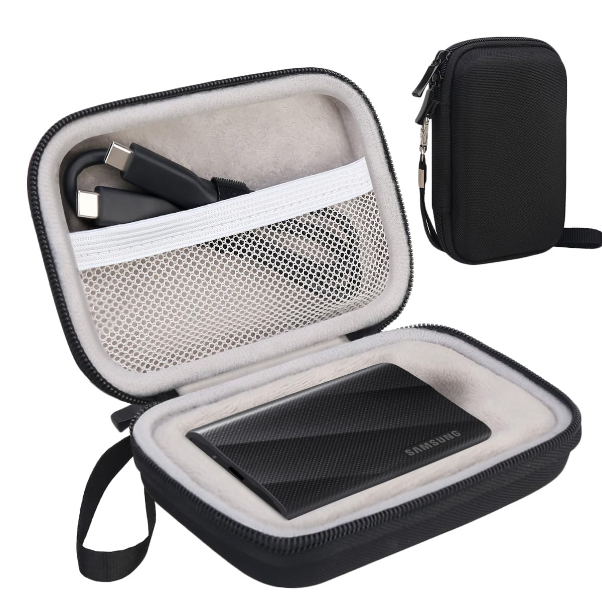 Samsung T9 Hard Carrying Case EVA Shockproof Travel Bag for Portable SSD – Black/Grey