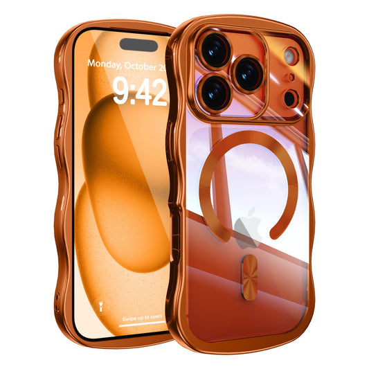 iPhone 17 Pro Max Magsafe Magnetic Case Wave Frame Full Camera Protection - Orange