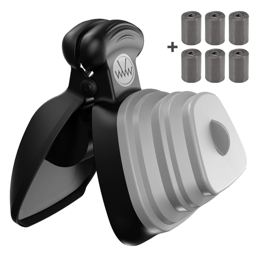 Brifit Dog Pooper Scooper & 6 Roll Waste Bags Small, Portable Pet Pooper Scooper for Dog Cat, Handheld Animal Waste Picker with Poo Bag Dispenser Pet Toilet Waste Pickup for Home, Outdoor