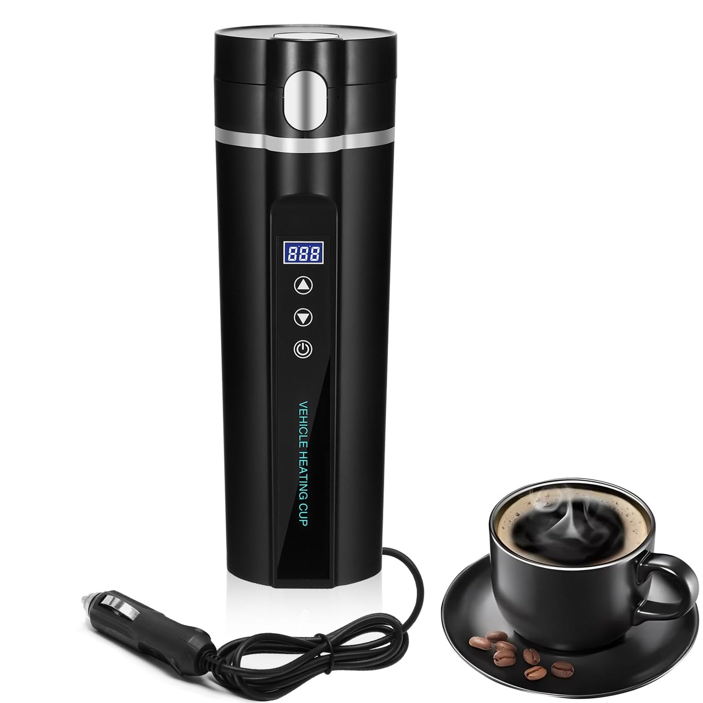 Travel Electric Kettle Portable Heated Water Cup – 450ml Black