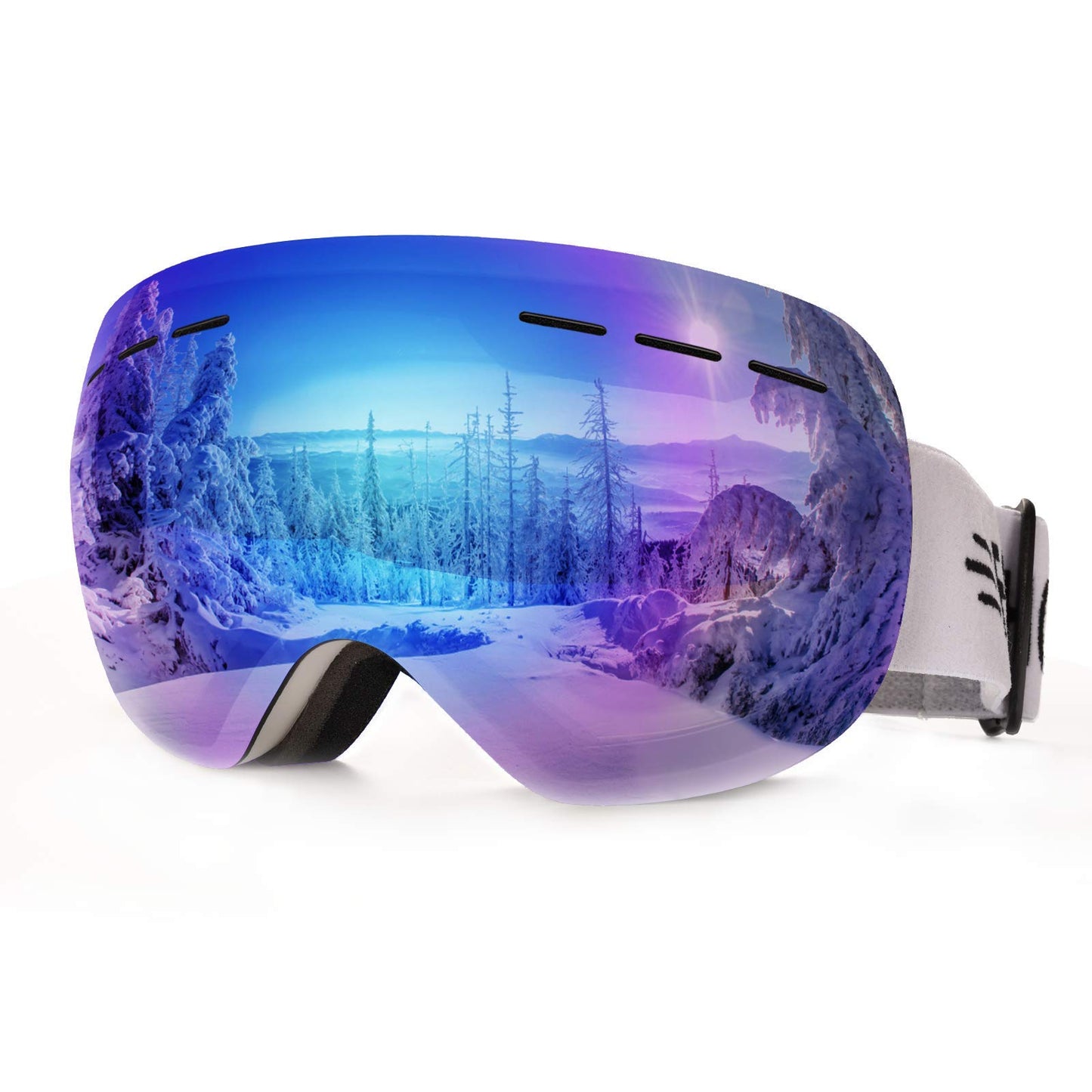 FONHCOO Ski Goggles for Men Women, Anti-Fog OTG Snowboard Glasses Detachable Lens Blue
