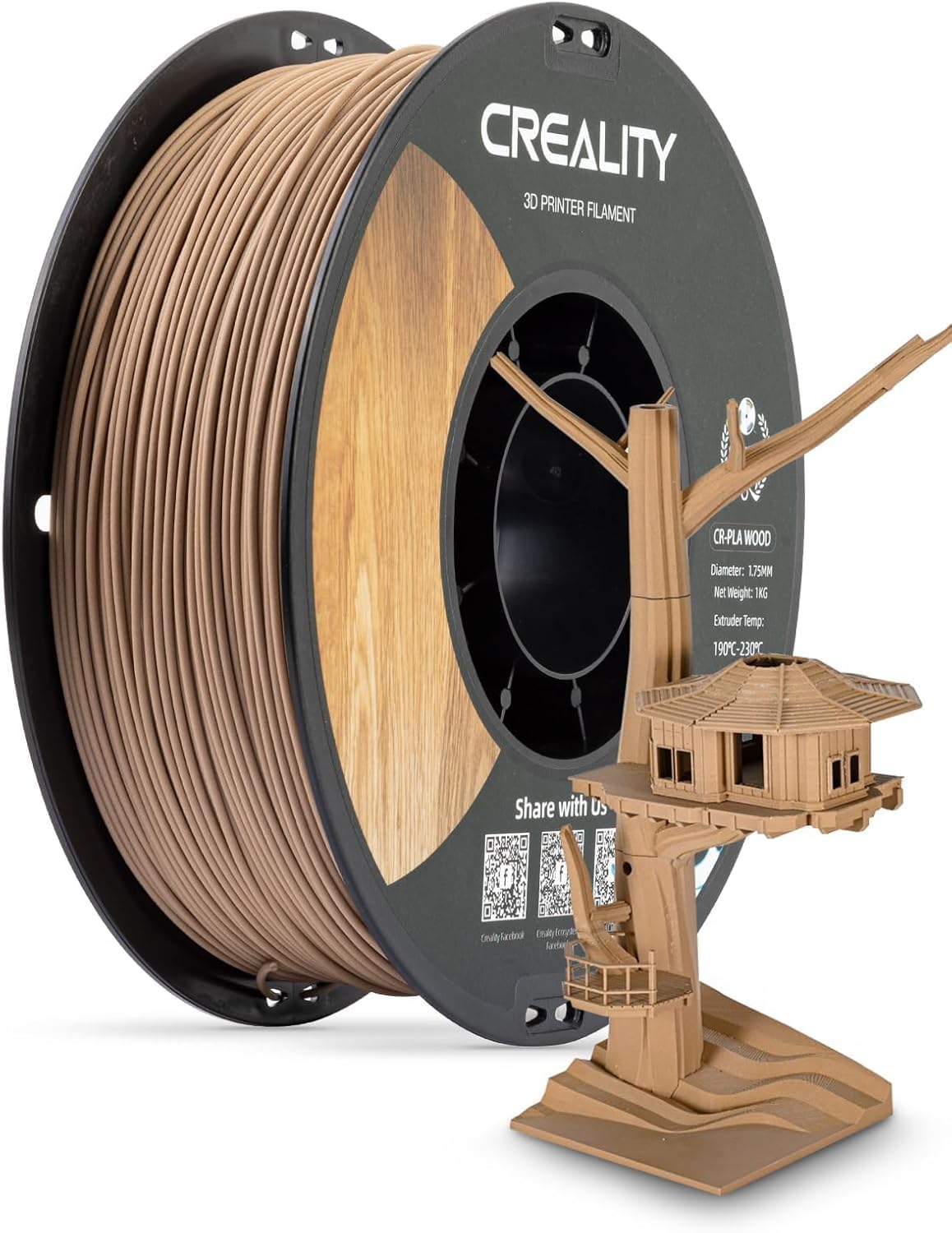 Creality PLA 3D Printer Filament 1.75mm Wood Shiny +/-0.02mm – 1KG