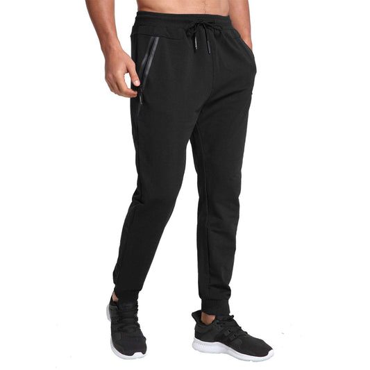 JustSun Tracksuit Bottoms Mens Joggers Slim Fit Jogging Bottoms Gym Running Trousers with Zip Pockets Black S