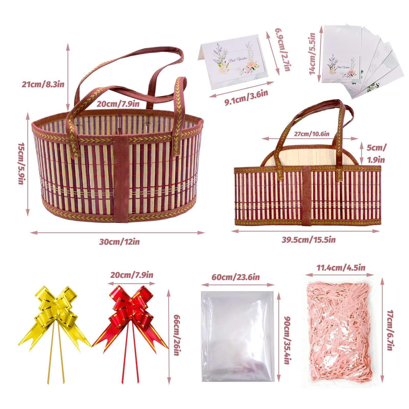 Woven Bamboo Gift Hamper Basket with Handles
