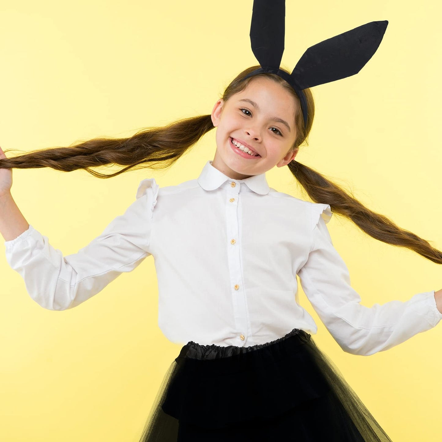 Women's Bunny Costume Set Rabbit Ears Headband & Tutu Skirt – Black