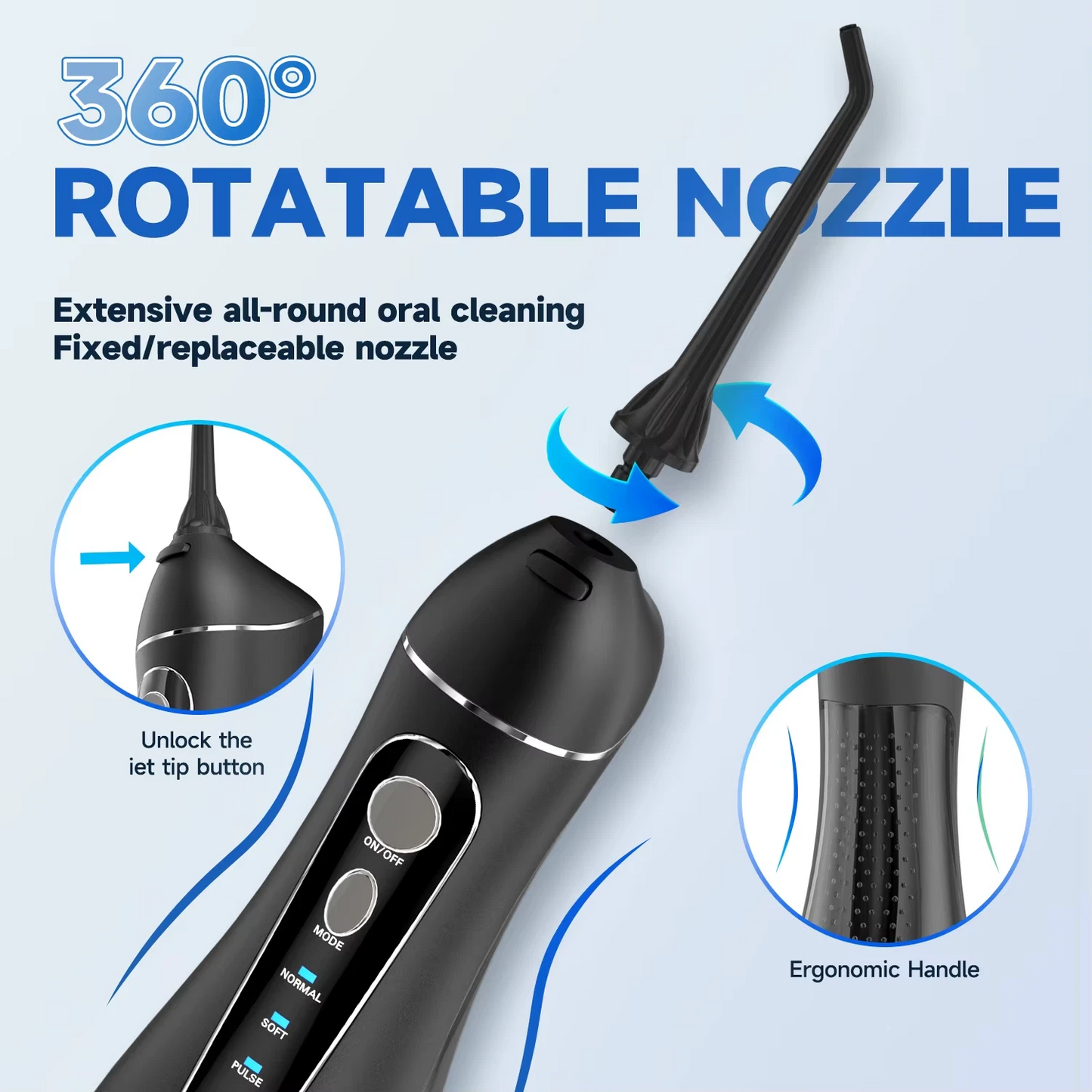 Dental Floss Portable Cordless F18 Oral Irrigator 3 Cleaning Modes Waterproof