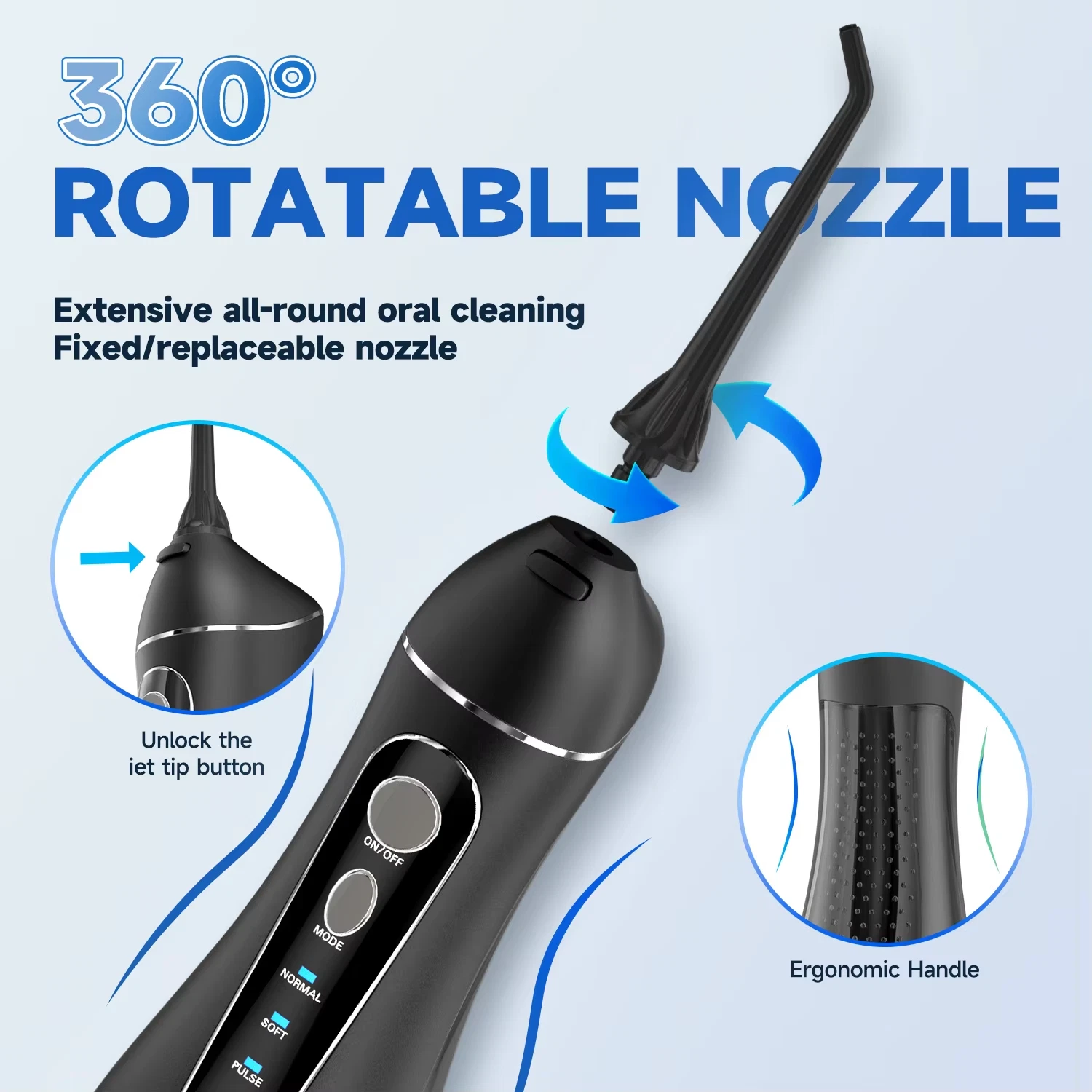 Dental Floss Portable Cordless F18 Oral Irrigator 3 Cleaning Modes Waterproof