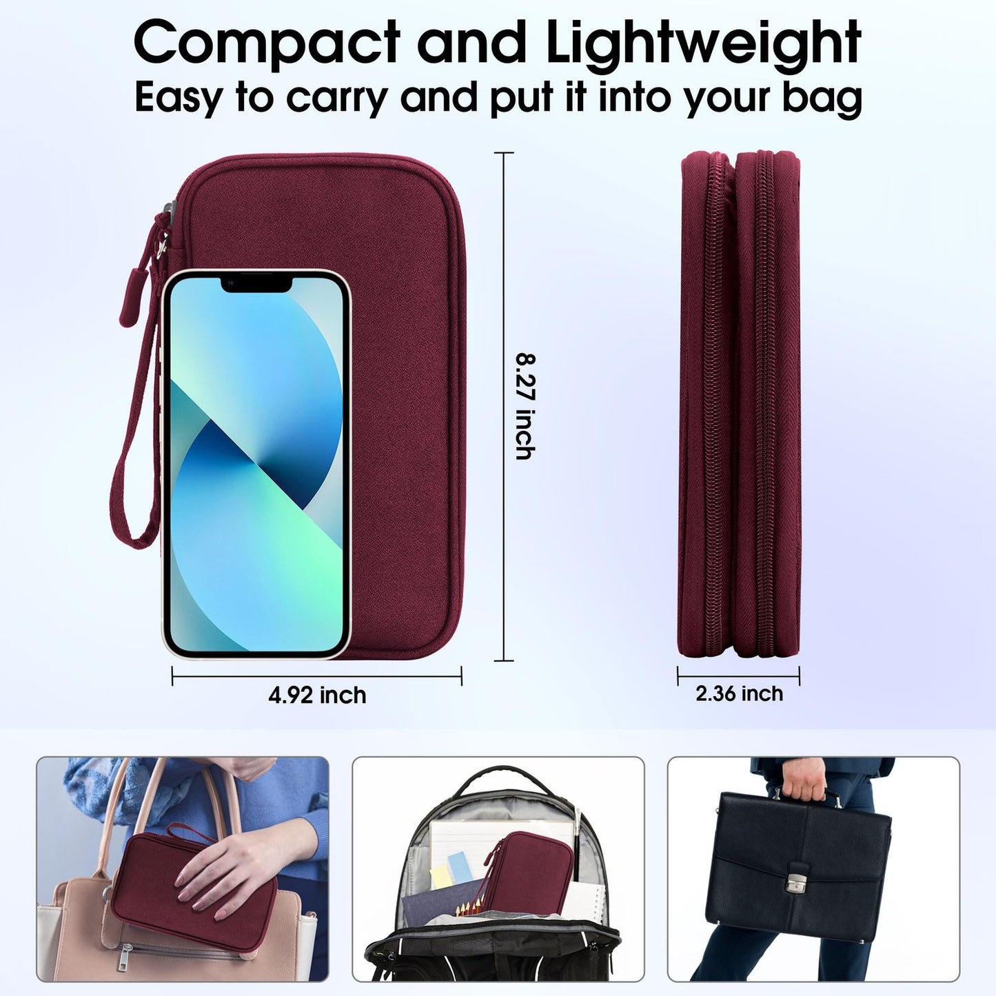 Electronic Accessories Organiser Travel Cable Bag – Wine Red