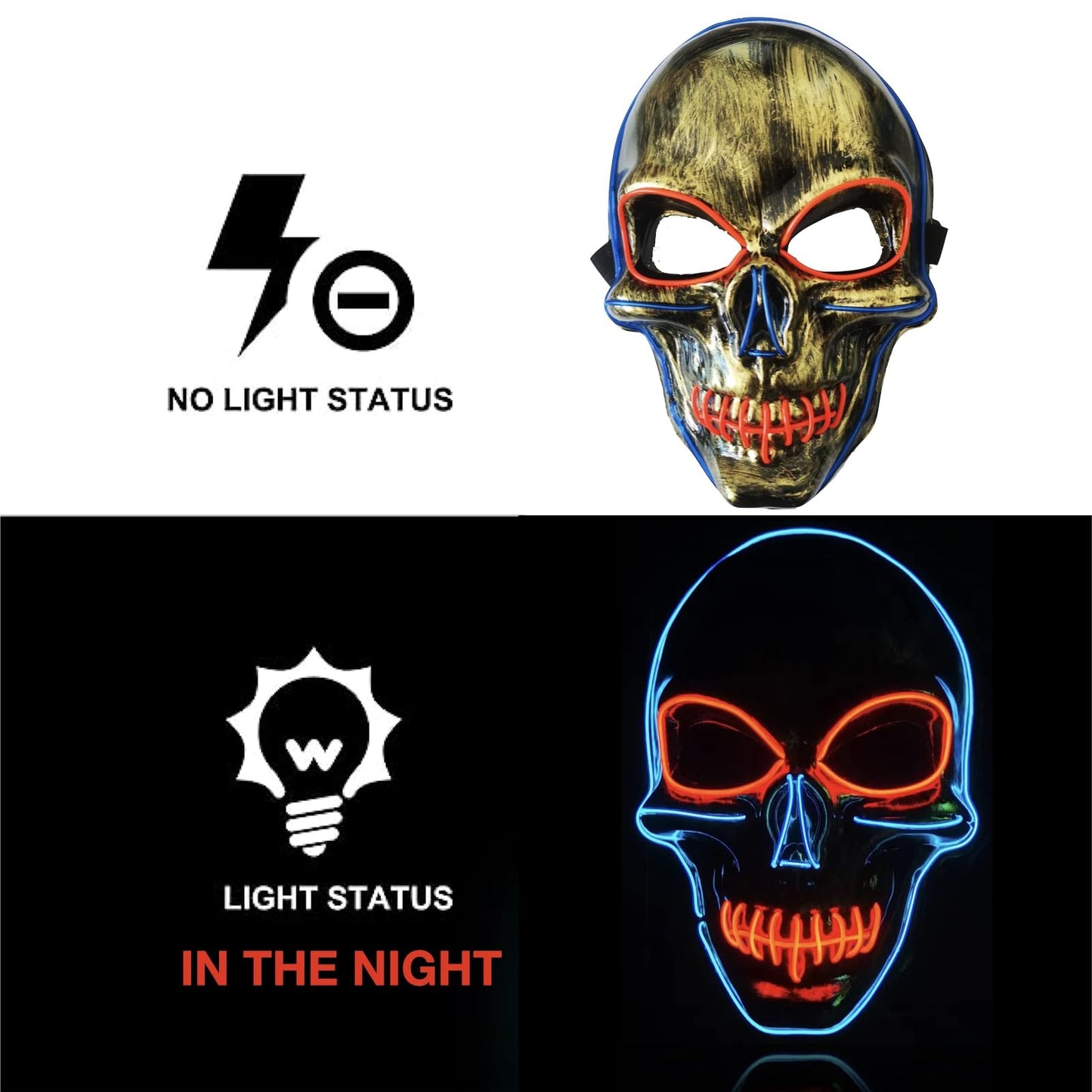 LED Skull Mask for Halloween Costume Party – Spooky Glowing