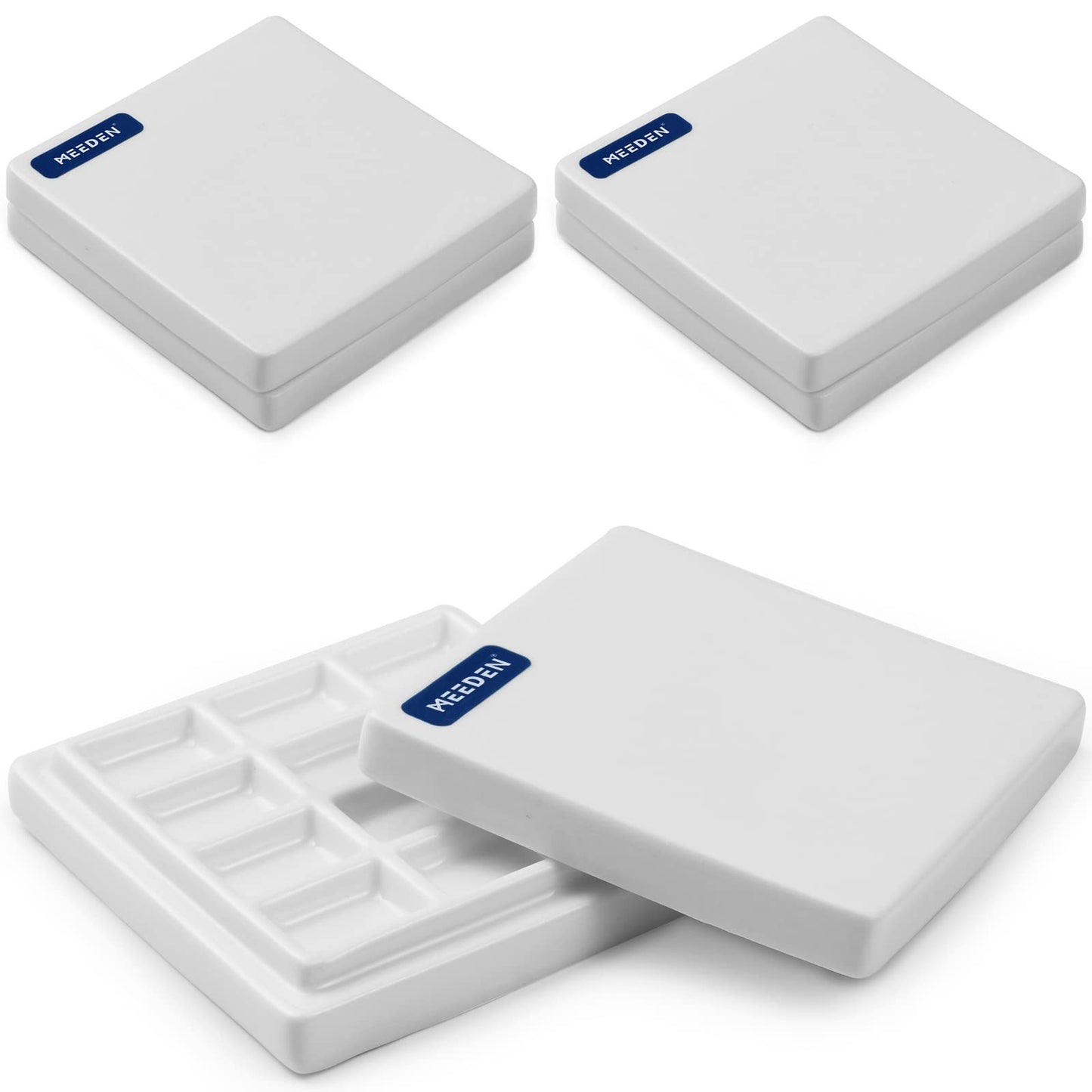 MEEDEN 3 Pack of Ceramic Palette with Covers, Painting Palette