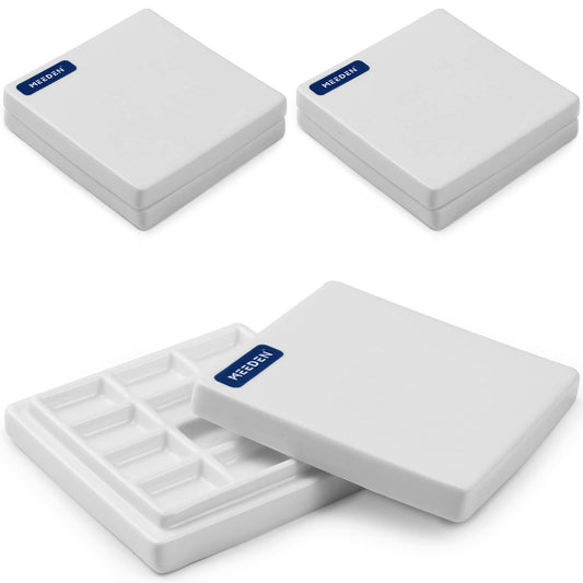 MEEDEN 3 Pack of Ceramic Palette with Covers, Painting Palette