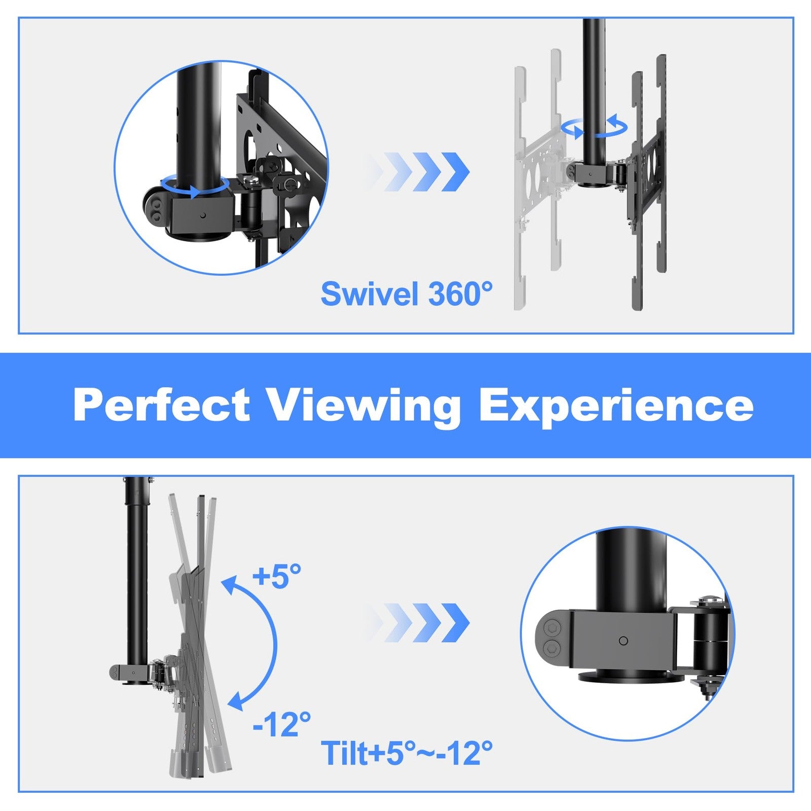 XINLEI Ceiling TV Mount Full Motion TV Bracket for Most 26-65" Flat Curved Tvs