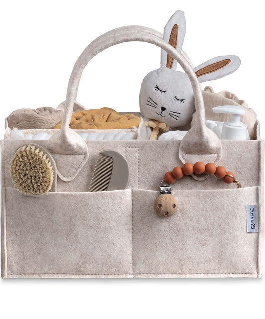PUTSKA Baby Nappy Caddy Organizer - Nursery Storage Basket for Nappy Station,