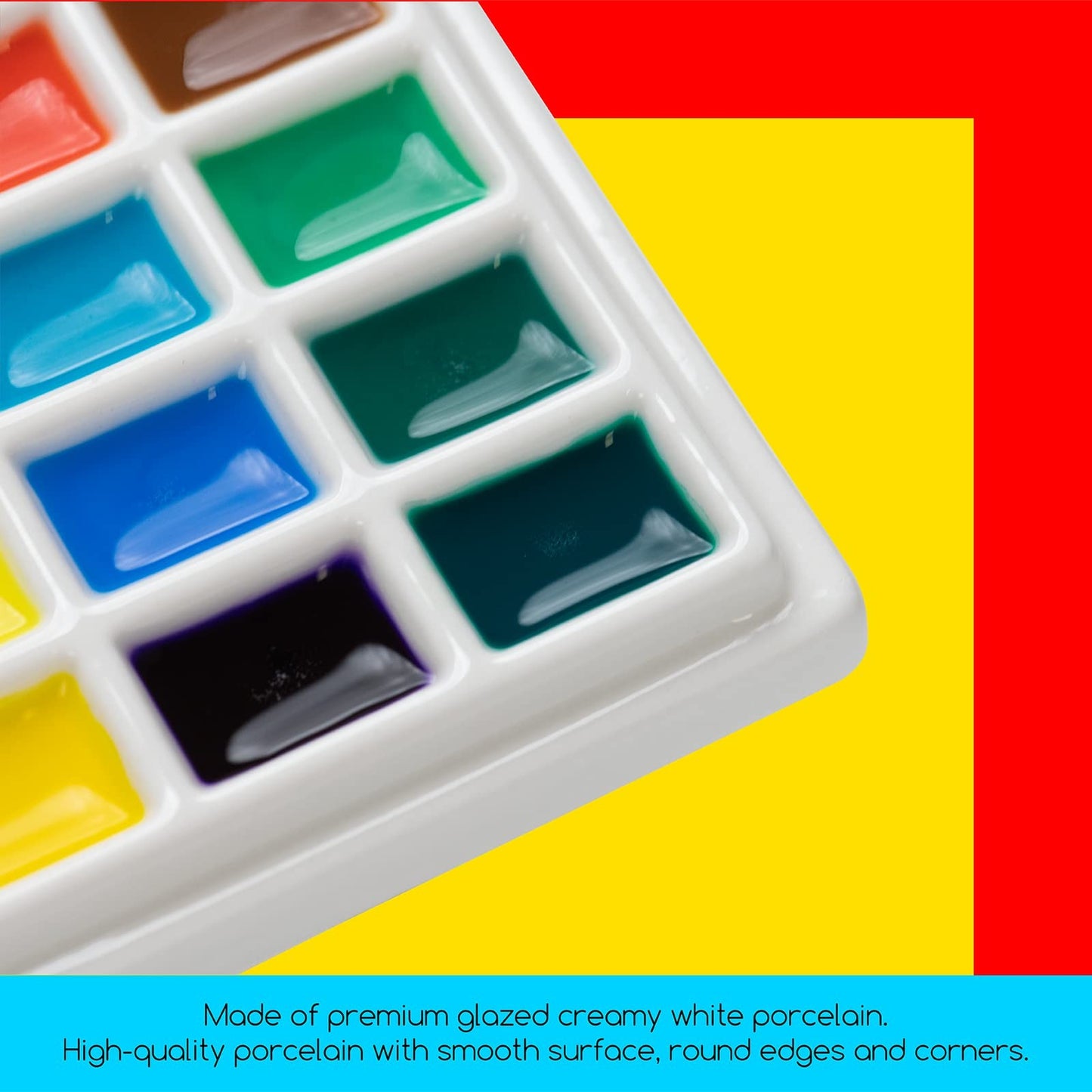MEEDEN 3 Pack of Ceramic Palette with Covers, Painting Palette