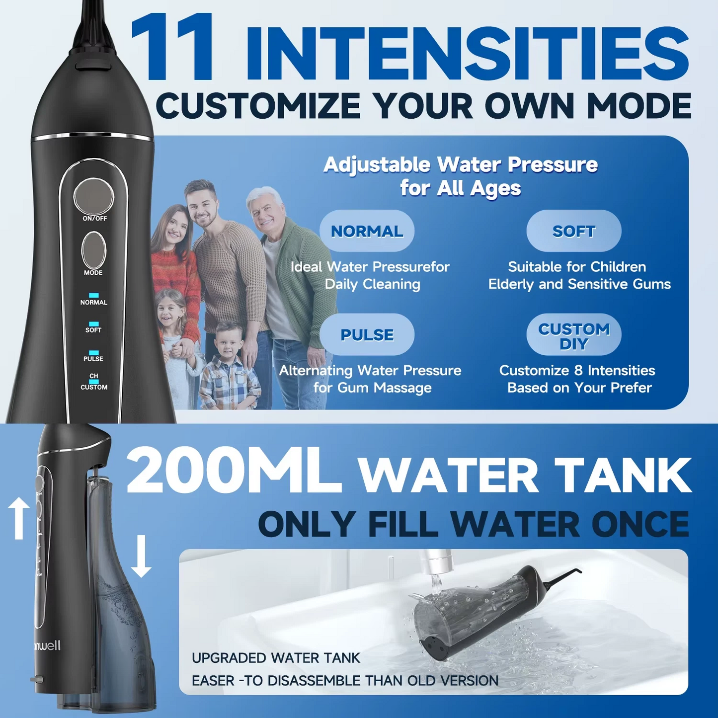 Dental Floss Portable Cordless F18 Oral Irrigator 3 Cleaning Modes Waterproof
