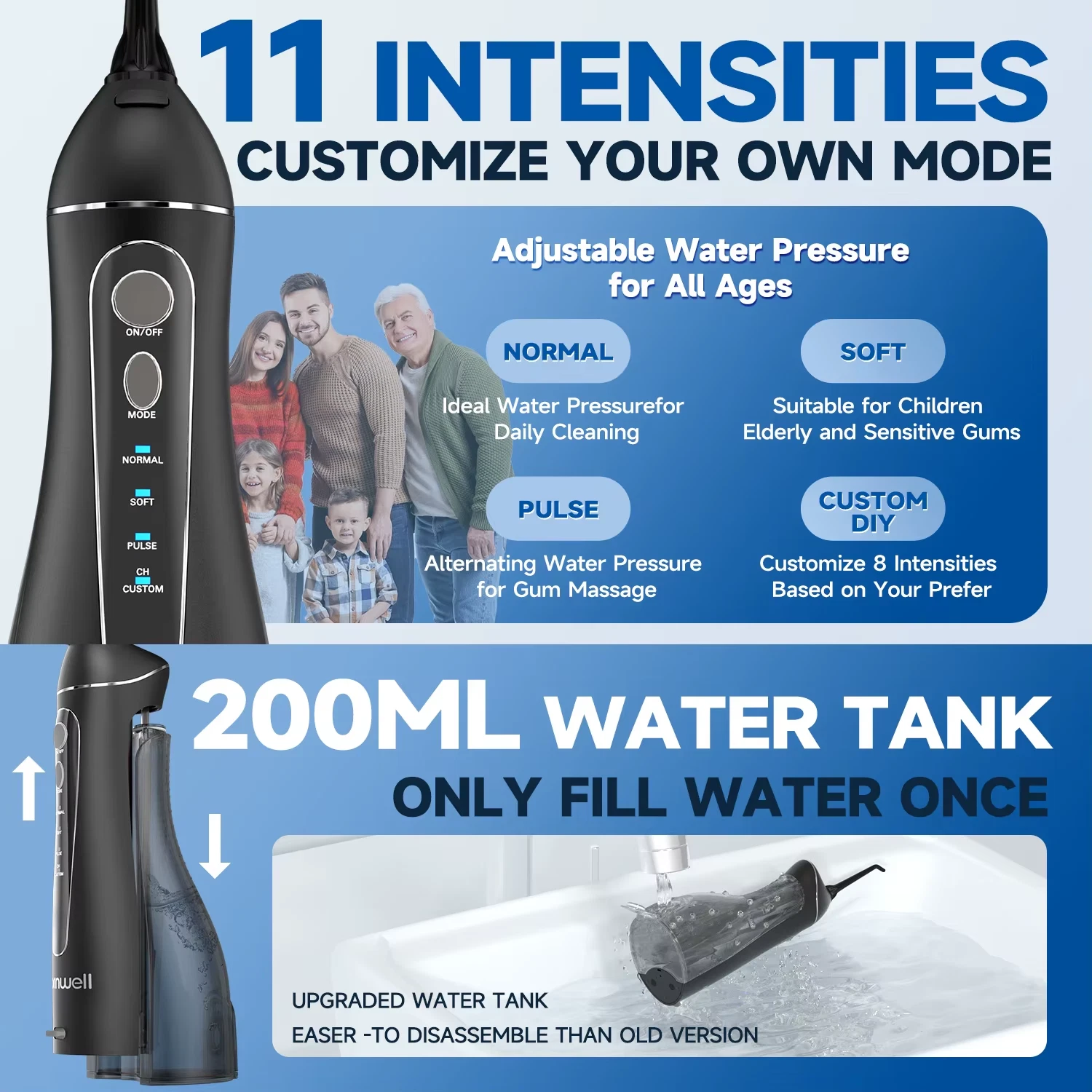 Dental Floss Portable Cordless F18 Oral Irrigator 3 Cleaning Modes Waterproof