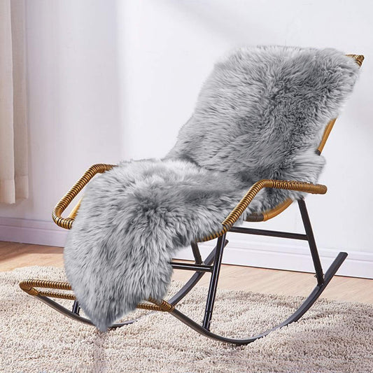 Large Fluffy Grey Rugs For living Room sheepskin