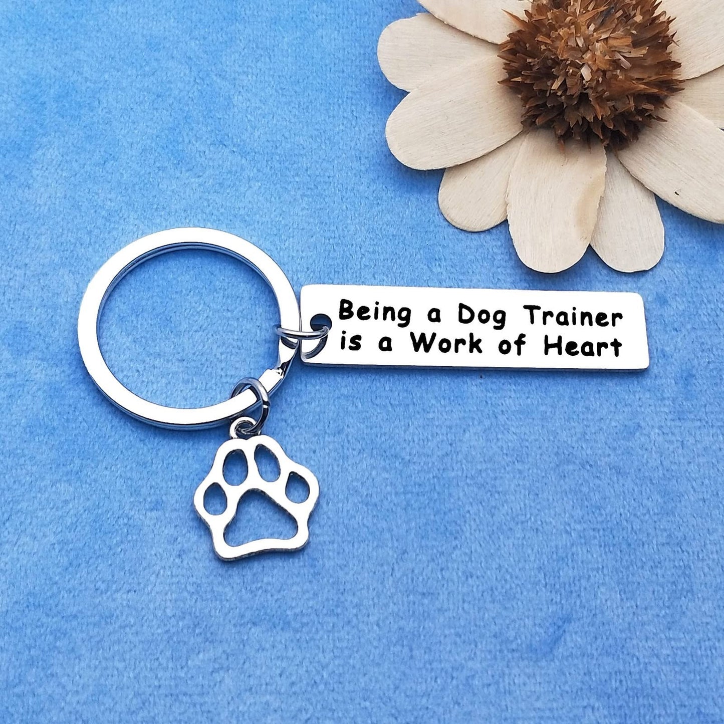 Dog Trainer Keyring Appreciation Gift for Dog Lovers – Silver