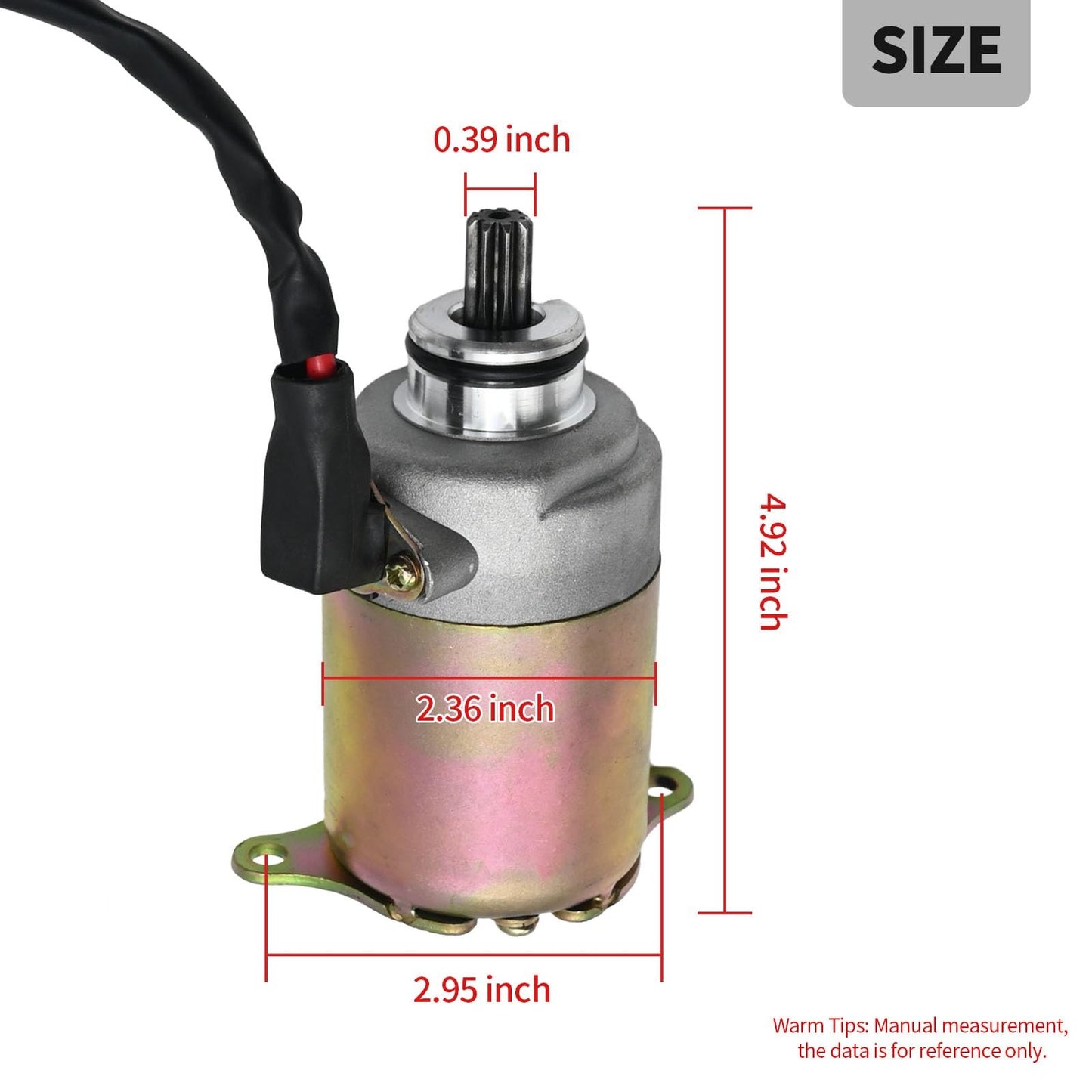 Motorcycle Starter Motor Replacement for GY6 125cc 150cc Scooters & ATVs - Black