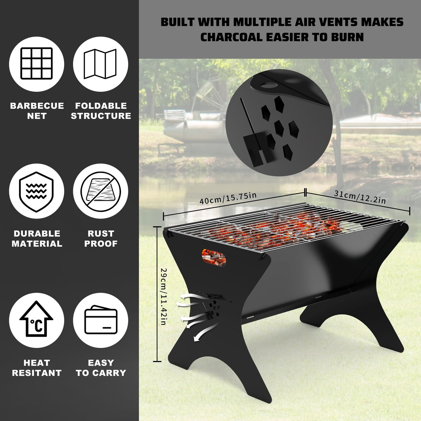 Frost IX Camping Fire Pit - Portable Campfire Grill with Cooking Grills