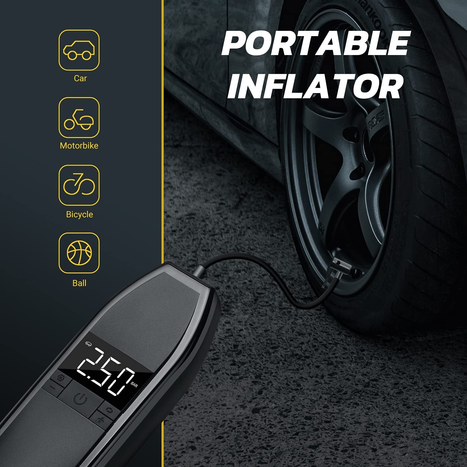 Digital Car Tyre Inflator – Daffodil PUM300 – Preset Portable Air Compressor
