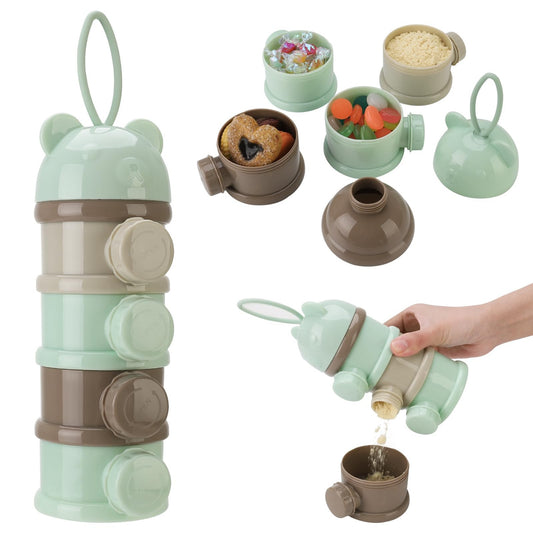Portable Baby Milk Powder Dispenser with 4 Layers Twist-Lock Compartments 270ml