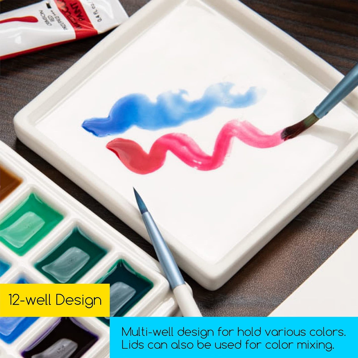 MEEDEN 3 Pack of Ceramic Palette with Covers, Painting Palette