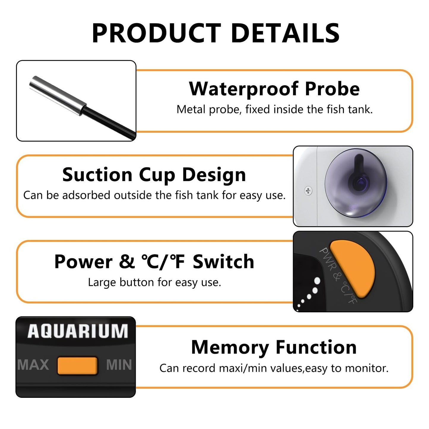 Aquarium Thermometer Digital,Fish Tank Thermometer Tropical with Max/Min