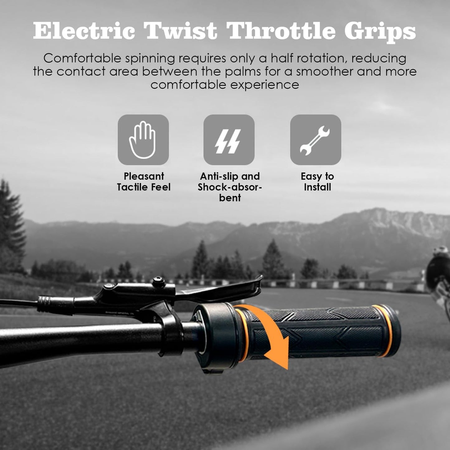 Electric Bike Throttle Full-Twist Pair 3Pin 12-72V Waterproof Connector - 22.2mm
