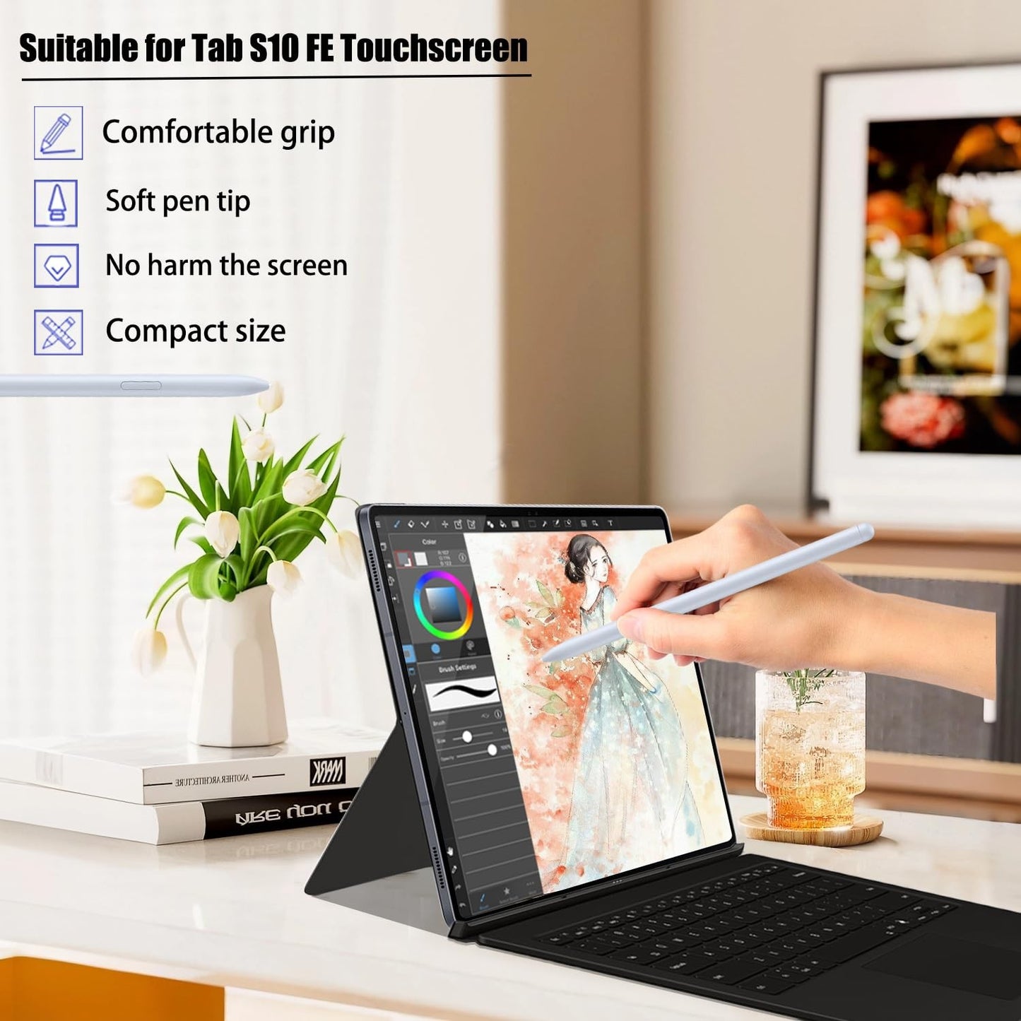 Galaxy Tab S10 FE S Pen Replacement Stylus Compatible with Samsung – Blue