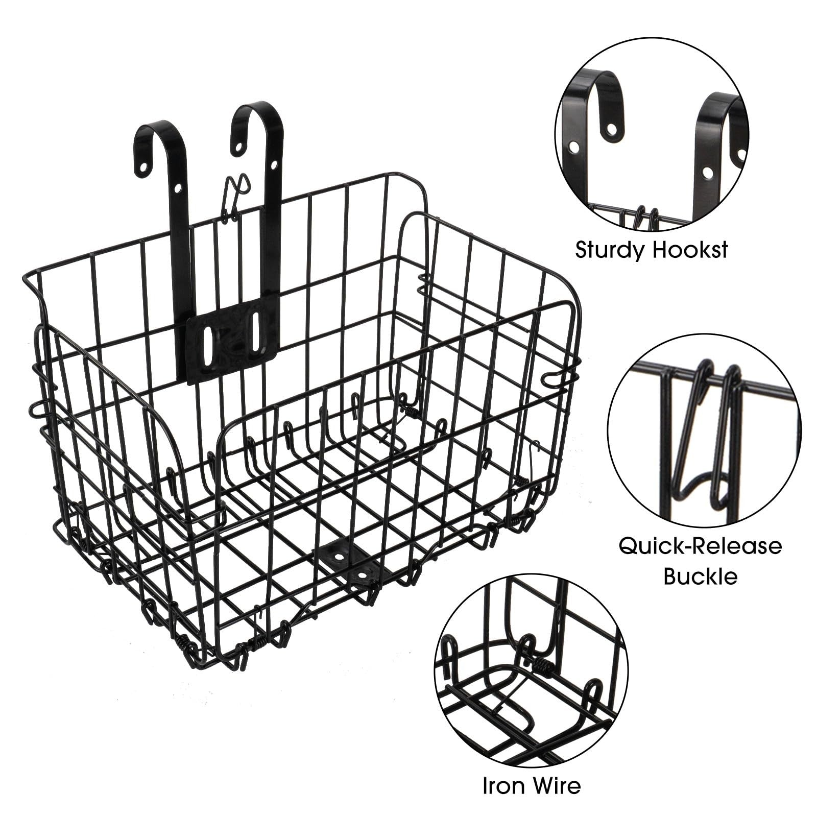 Folding Front Bike Basket Removable Cargo Basket for Bicycle – Black