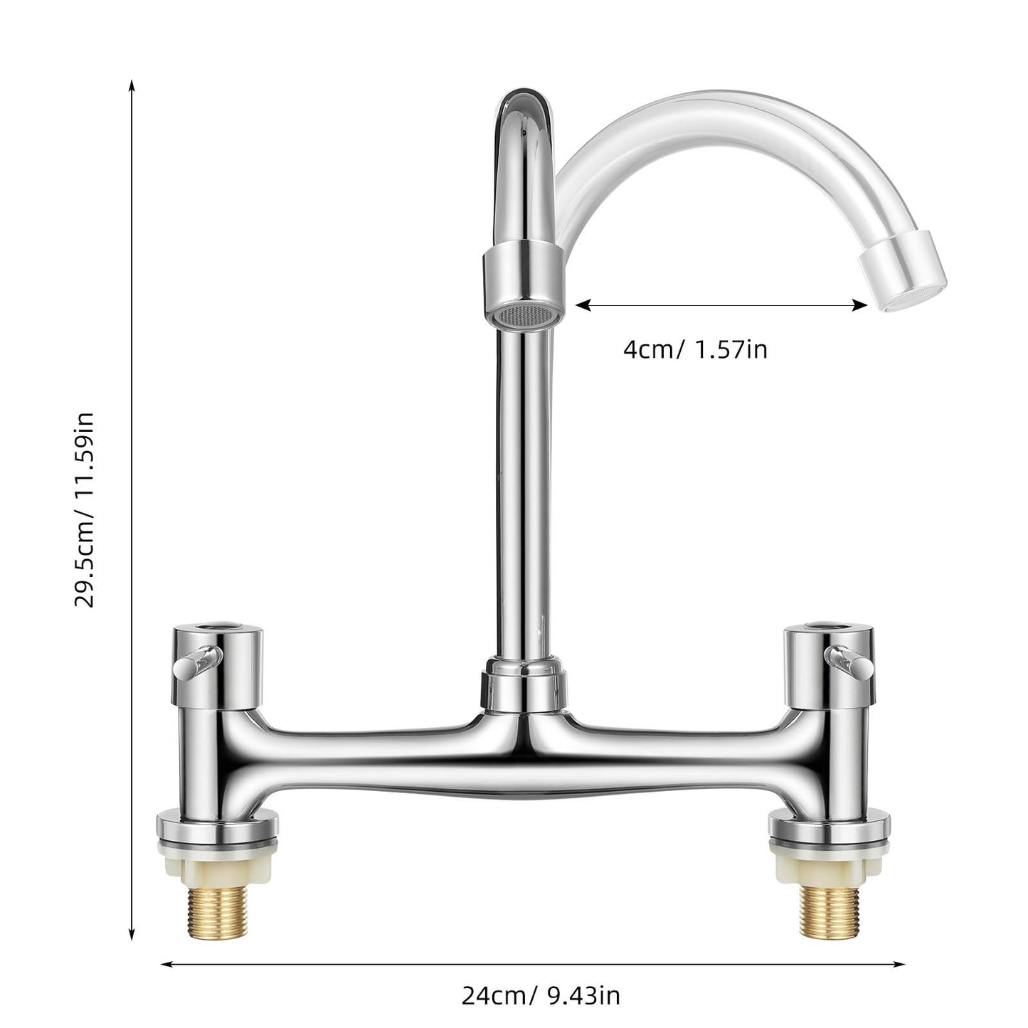 Dual Lever Gooseneck Mixer Tap Faucet for Kitchen Bathroom hot and cold
