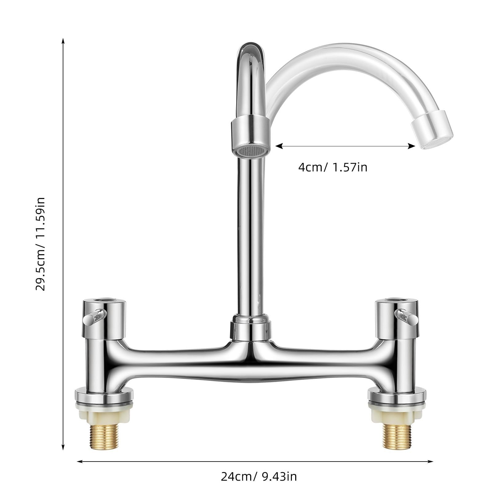 Dual Lever Gooseneck Mixer Tap Faucet for Kitchen Bathroom hot and cold