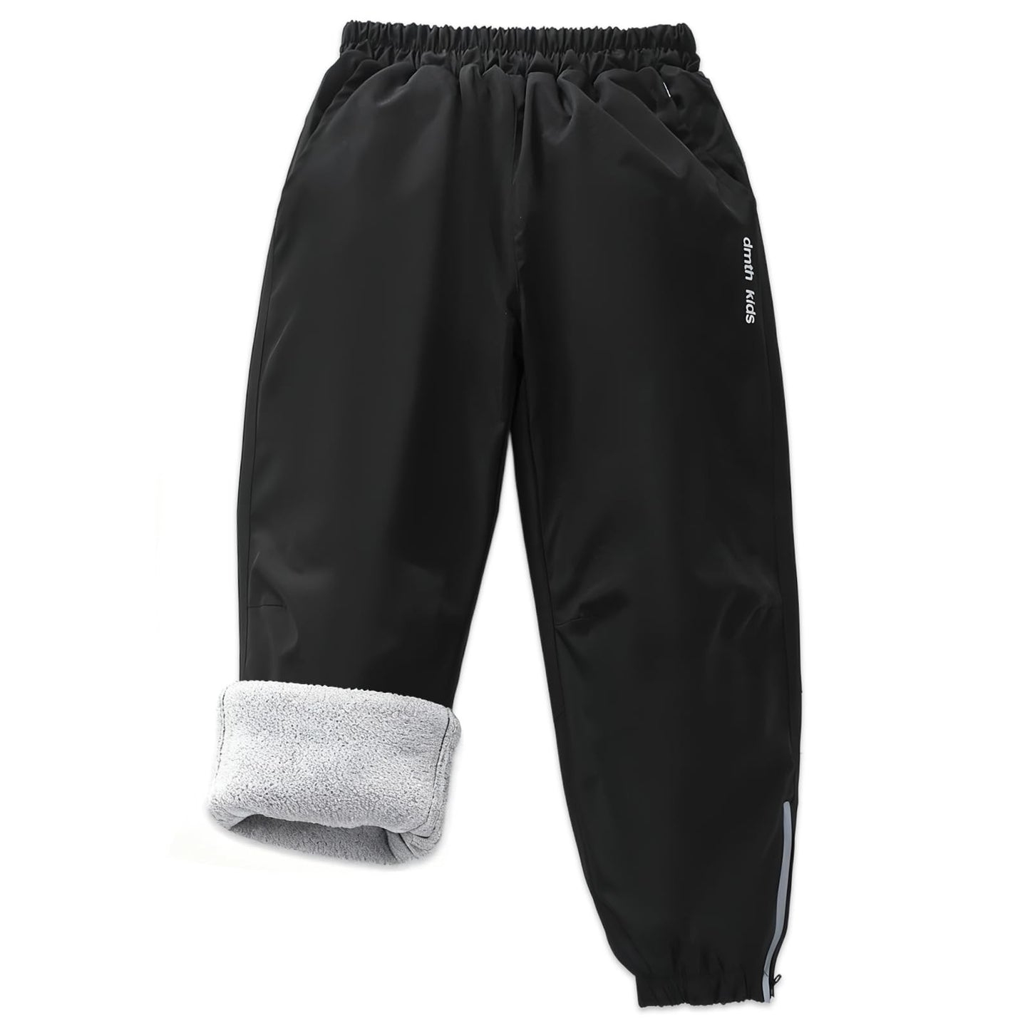 Kids Waterproof Trousers Fleece Lined Winter Snow Pants – Black 150/9-10 Exemaba